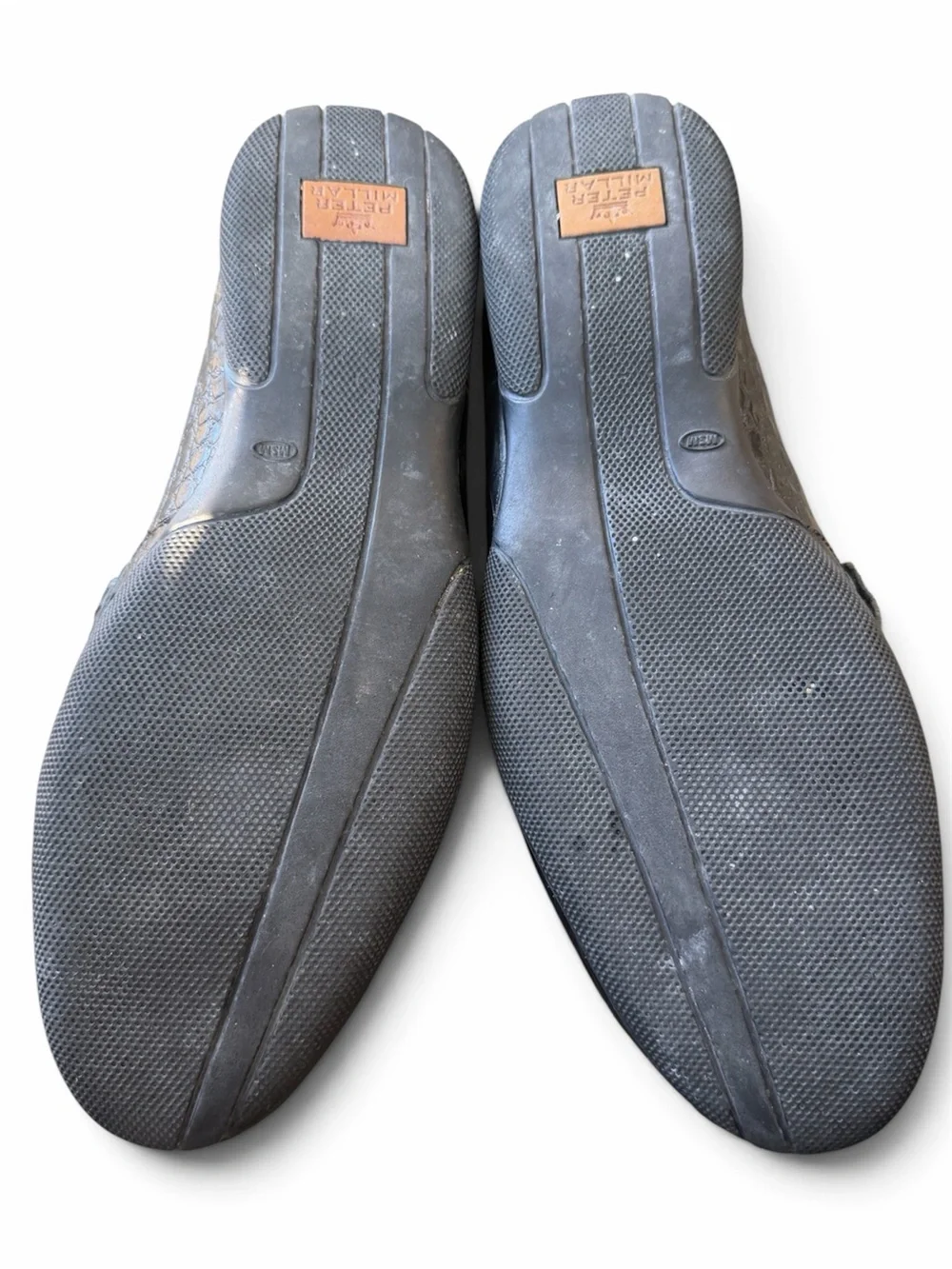 Peter Millar Crown Black Croc-Embossed HorseBit Loafers in Black Leather